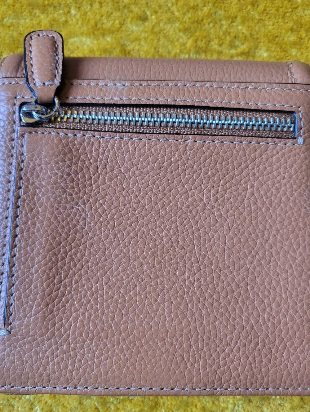 Womens Brighton Camel Leather Wallet with Silver Medallion